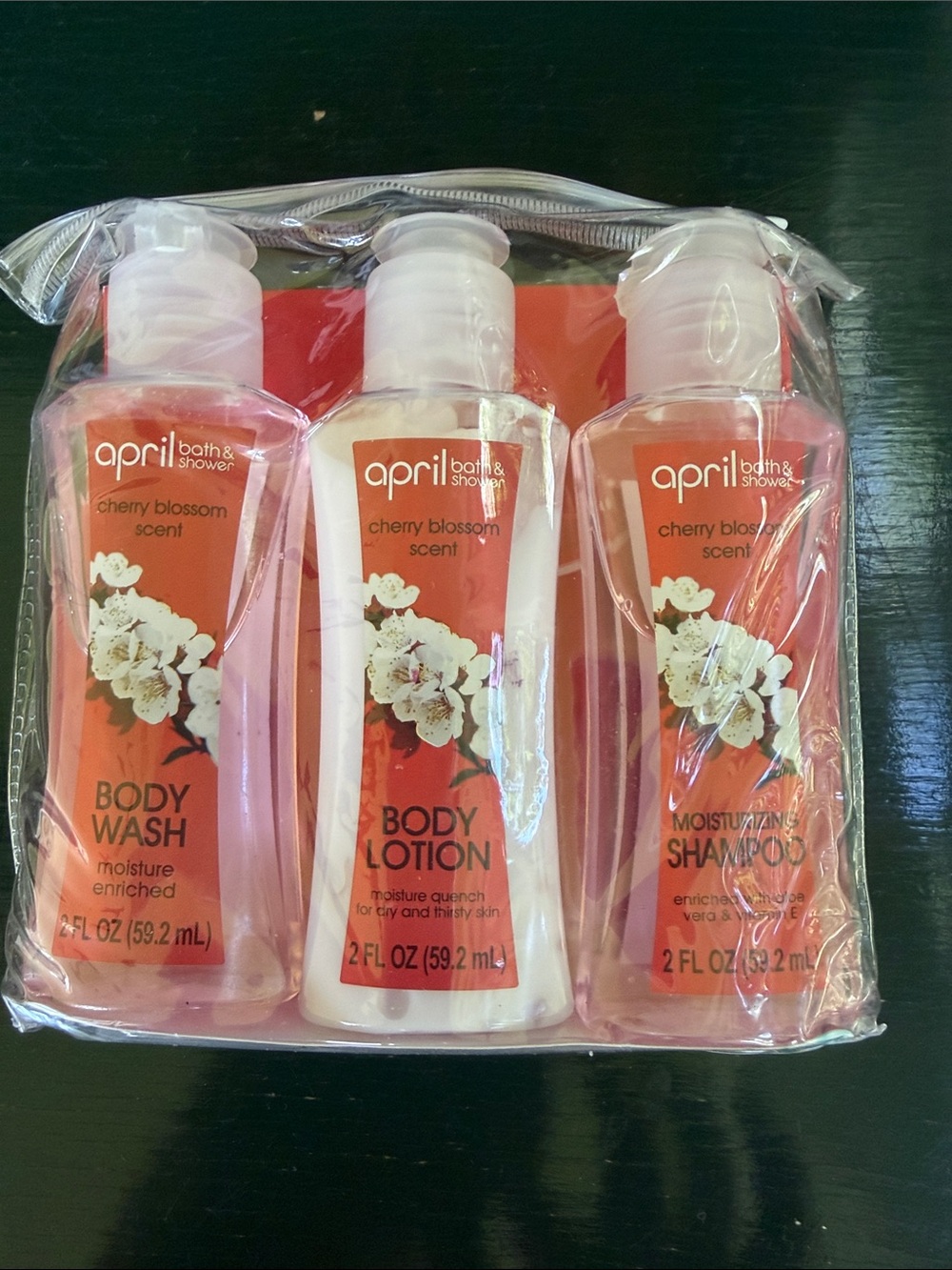 April Bath & Shower, Cherry Blossom Body Wash, Shampoo & Lotion Travel Set